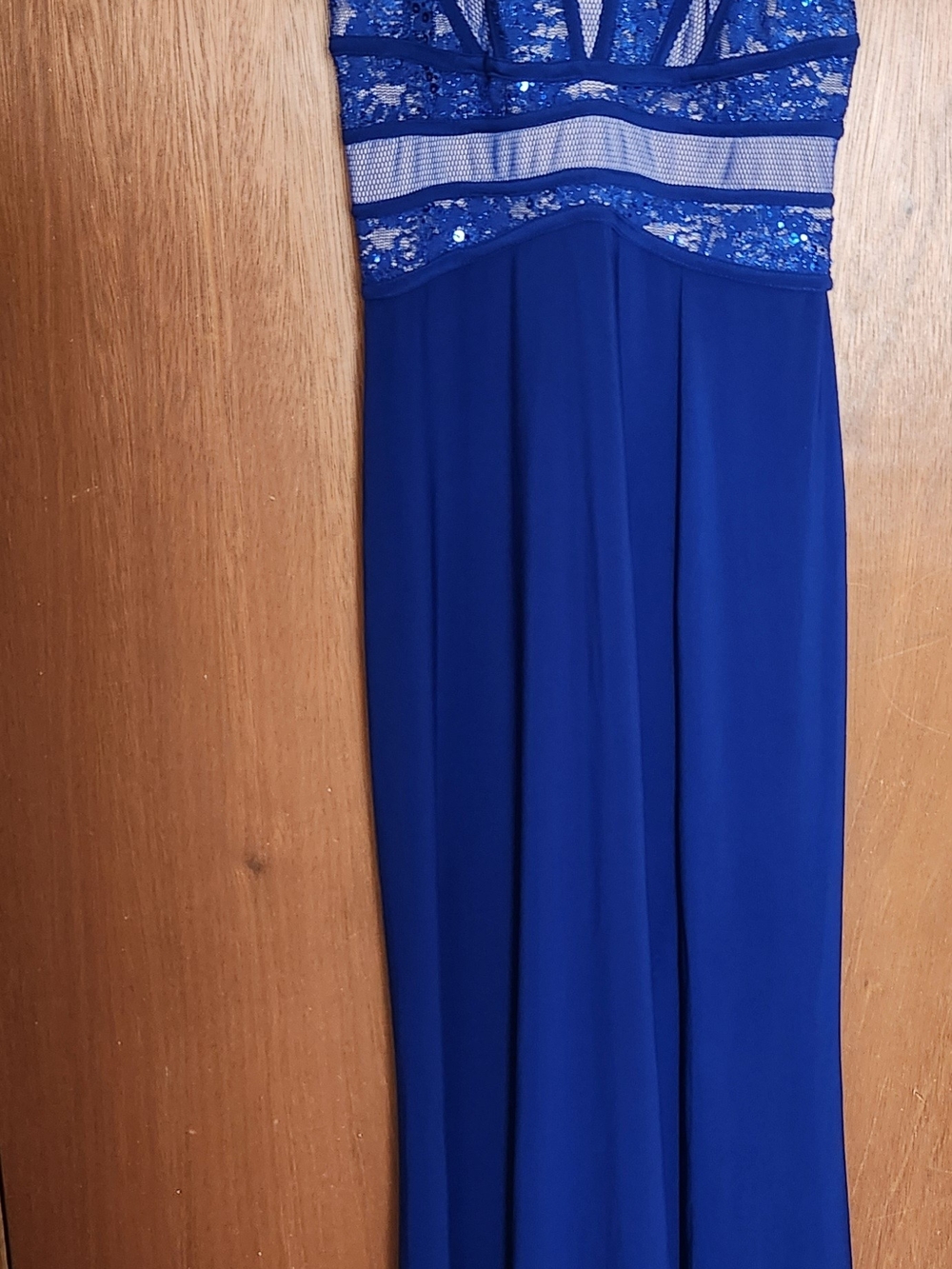 Royal Blue Sequin Mesh Evening Gown